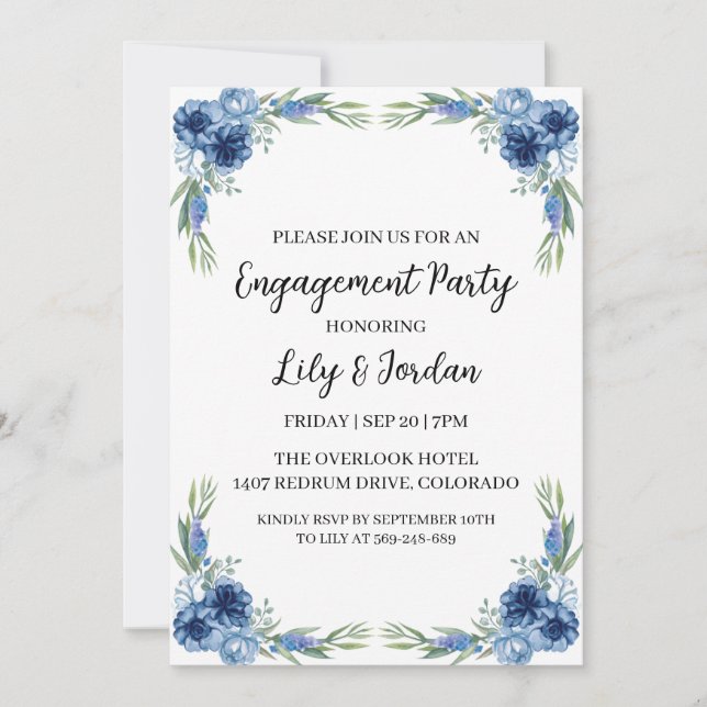 invitation de la marine blue floral fiy (Devant)
