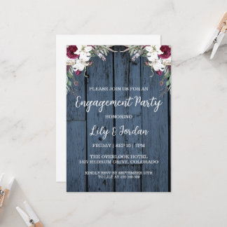 invitation de la marine blue floral fiy