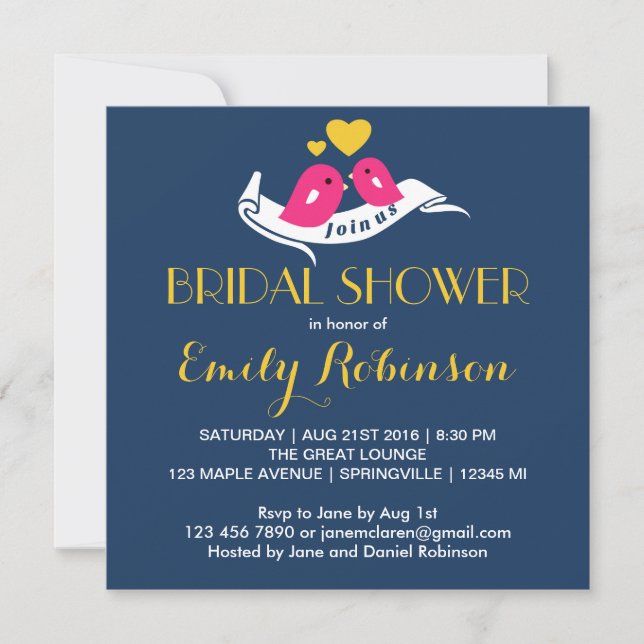 Invitation de la marine Blue Lovebirds (Devant)