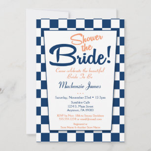 Invitation de la marine Blue Peach Retro les année