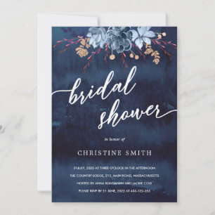 Invitation de la marine Chalkboard Floral Bridal