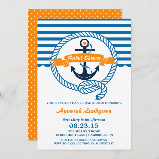 Invitation de la marine et de la douche nautique o (Devant / Derrière)
