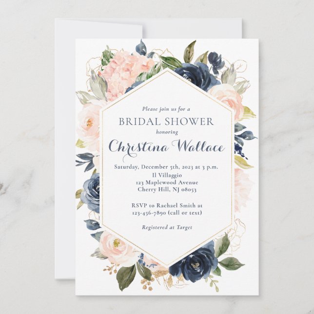 Invitation de la marine et de la nuptiale florale  (Devant)
