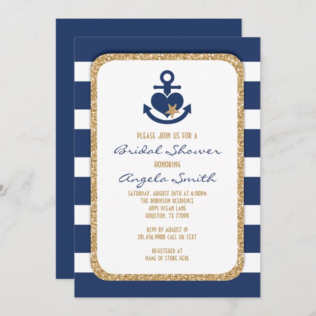 Invitation de la marine nautique et de la douche n (Devant / Derrière)