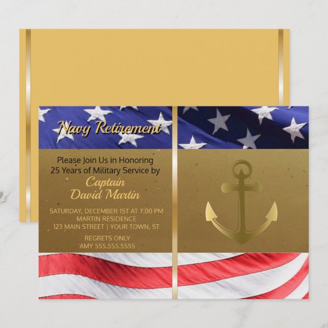 Invitation de la Marine Sailor Military Retirement (Devant / Derrière)