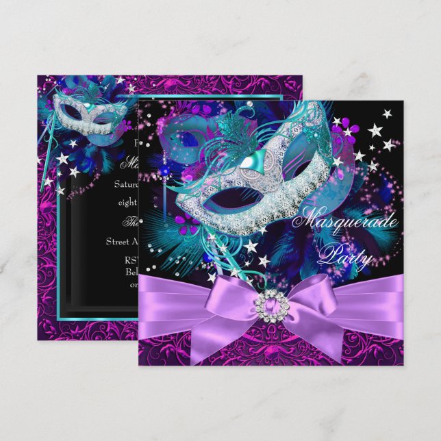 Invitation de la mascarade de masques Sparkle Mask (Devant / Derrière)