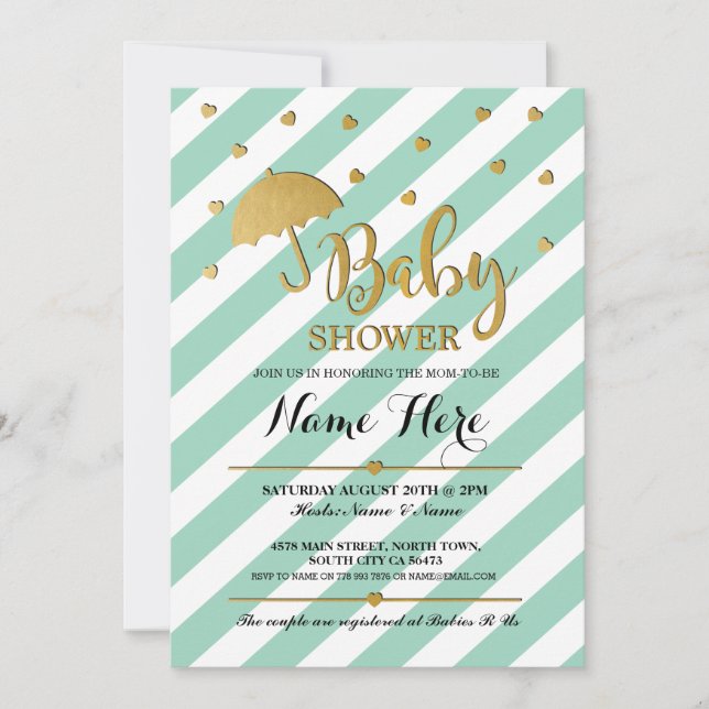 Invitation de la Monnaie-Parapluie Baby shower Gol (Devant)