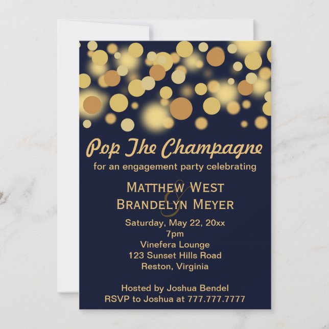 Invitation de la Navy Champagne Bubbles (Devant)