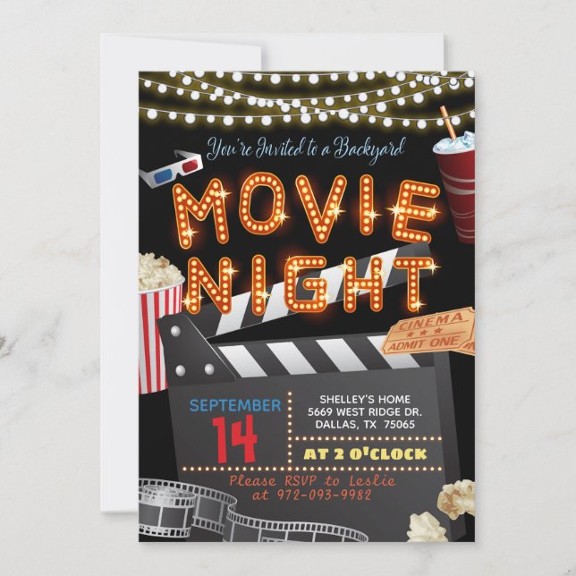 Invitation de la nuit du film (Devant)