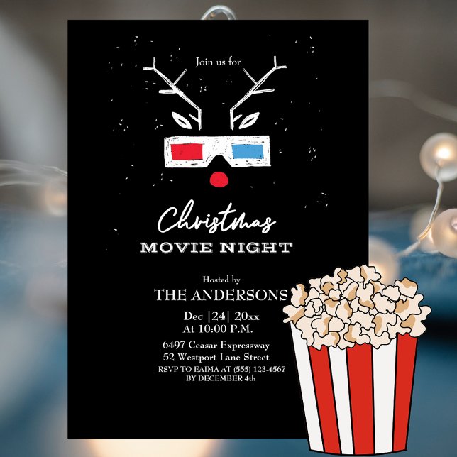 Invitation de la nuit du film de Noël (Créateur téléchargé)