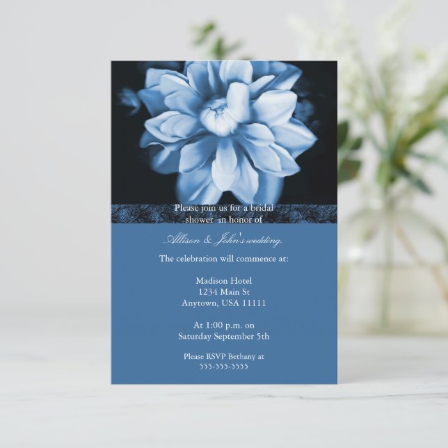 Invitation de la nuptiale à fleurs bleues (Debout devant)