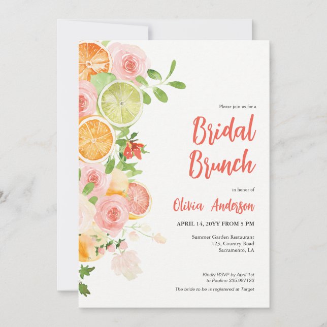 Invitation de la nuptiale Citrus Brunch Shoch (Devant)