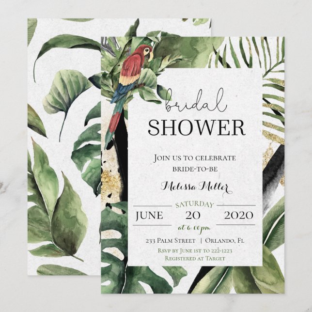 Invitation de la nuptiale de la Jungle de perroque (Devant / Derrière)