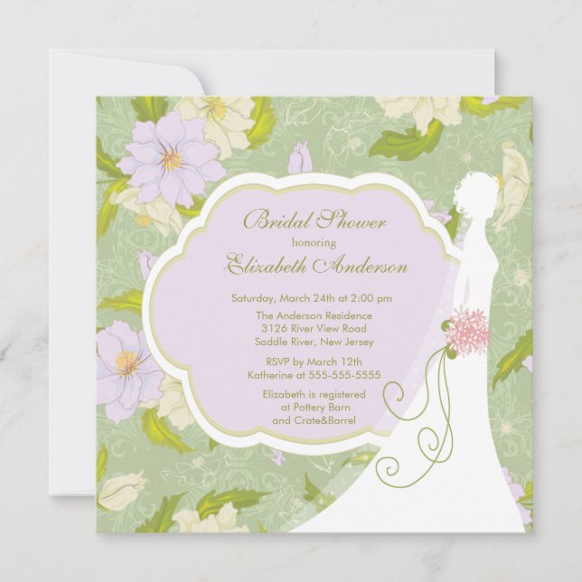 Invitation de la nuptiale de la mariée florale vio (Devant)