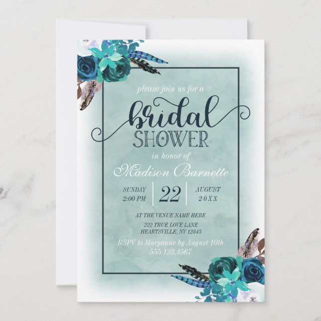 Invitation de la nuptiale de la marine Blue Aqua W (Devant)