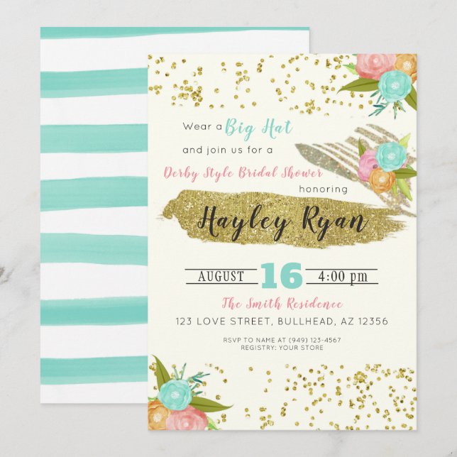Invitation de la nuptiale de style Kentucky Derby (Devant / Derrière)
