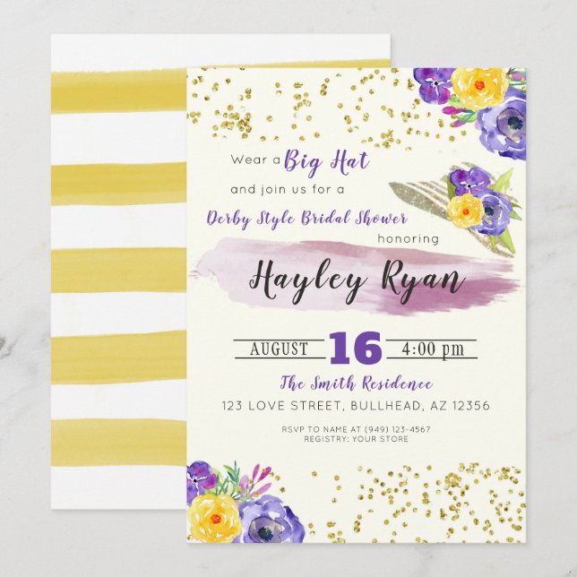 Invitation de la nuptiale de style Kentucky Derby (Devant / Derrière)