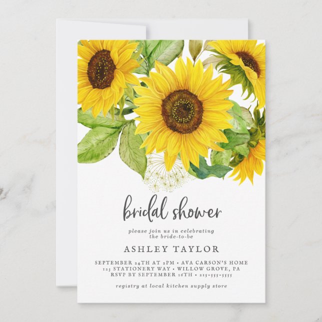 Invitation de la nuptiale de tournesol de pays (Devant)