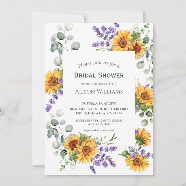 Invitation de la nuptiale de tournesol Lavender (Devant)