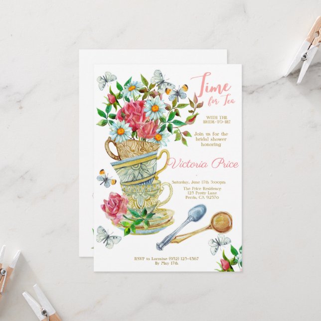 Invitation de la nuptiale du Tea Party (Devant/Arrière en situation)