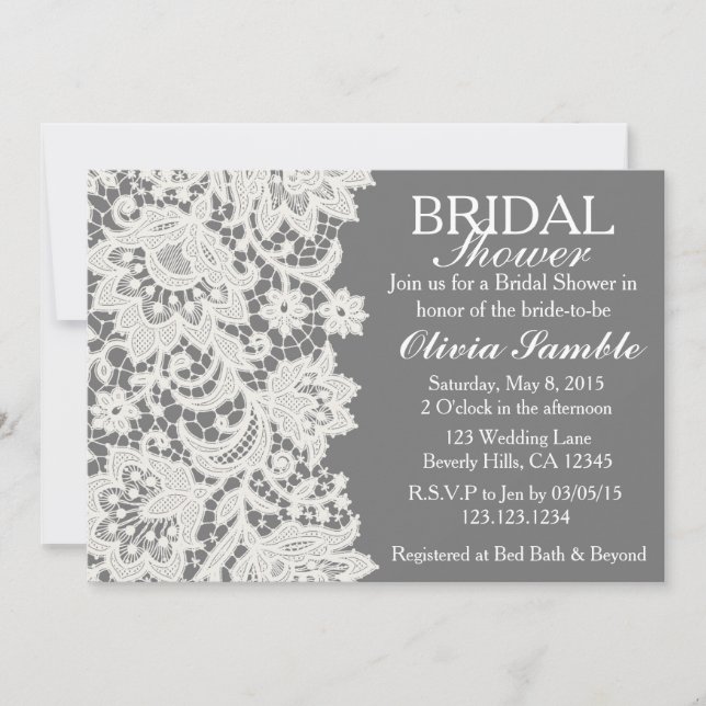Invitation de la nuptiale en dentelle chic Shabby (Devant)