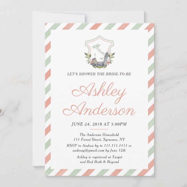 Invitation de la nuptiale italienne Crest (Devant)