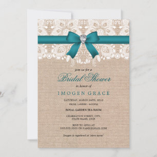 Invitation de la nuptiale Lace turquoise et Burlap