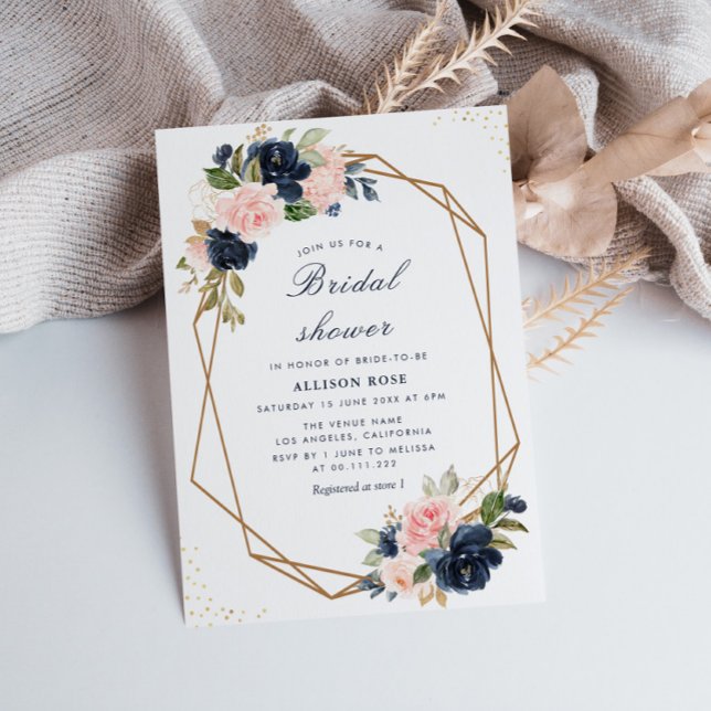 Invitation de la nuptiale marine et rose (Créateur téléchargé)