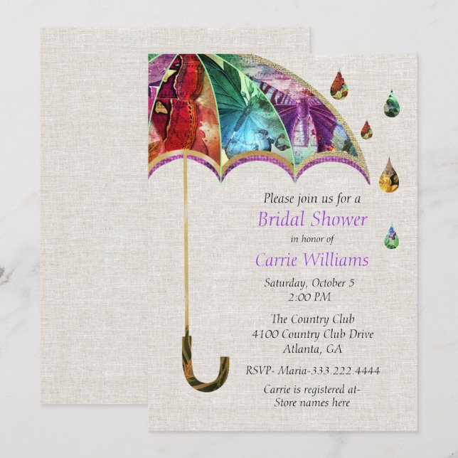 Invitation de la nuptiale parapluie de printemps (Devant / Derrière)