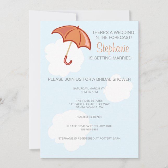 Invitation de la nuptiale parapluie rouge (Devant)