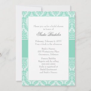 Invitation de la nuptiale Pearl Aqua Damask