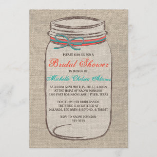 Invitation de la nuptiale Rustic Burlap Mason Jar