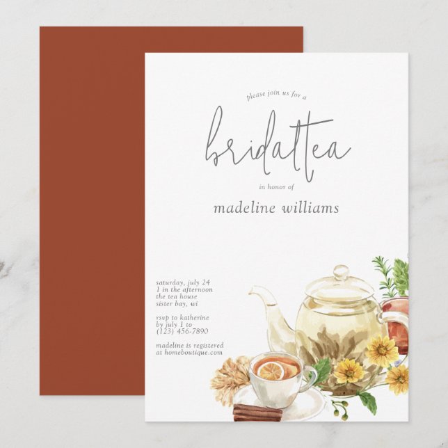 Invitation de la nuptiale Tea Boho (Devant / Derrière)