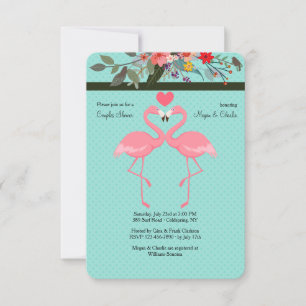 Invitation de la paire de Flamants roses
