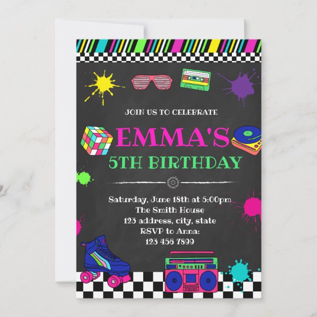invitation de la partie 80s (Devant)
