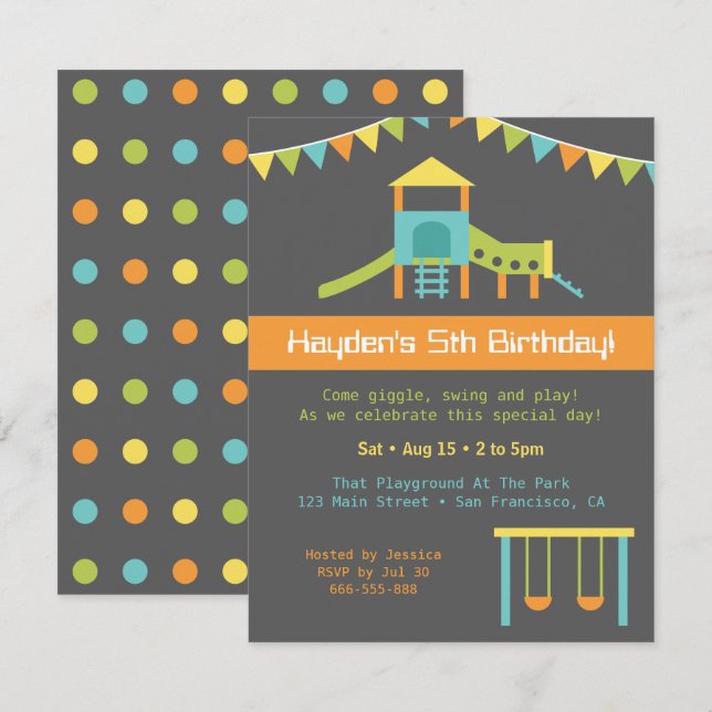 Invitation de la partie Anniversaire de enfant de  (Devant / Derrière)