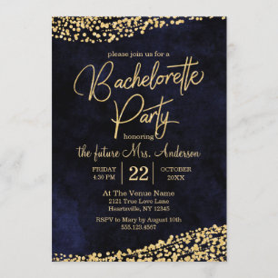 Invitation de la partie Bachelorette Bleue et Or M