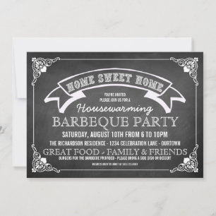 Invitation de la partie BBQ Chalkboard House