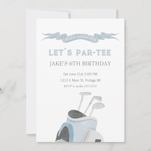 Invitation de la partie d'anniversaire du golf ble (Devant)