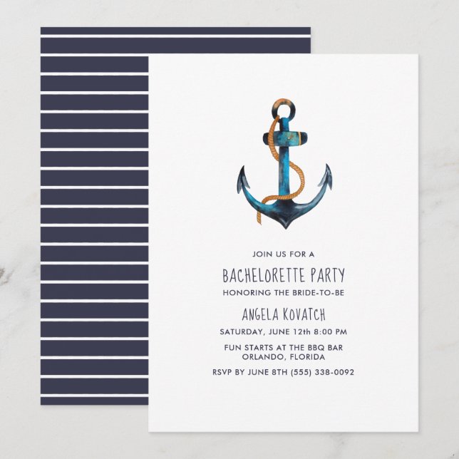 Invitation de la partie de bachelorette de la mari (Devant / Derrière)