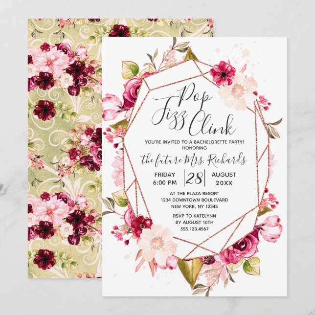 Invitation de la partie de bachelorette Géométriqu (Devant / Derrière)