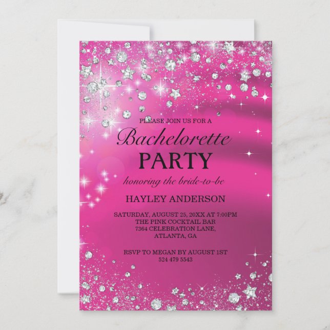 Invitation de la partie de Bachelorette rose de Sp (Devant)