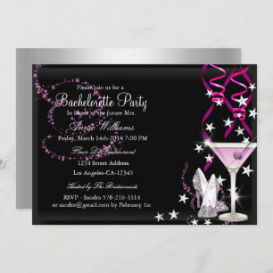 Invitation de la partie de Bachelorette rose noire