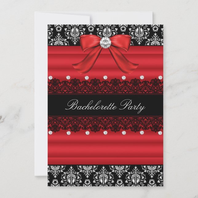 Invitation de la partie de bachelorette rouge et n (Devant)