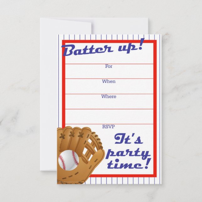 Invitation de la partie de baseball Batter Up (Devant)
