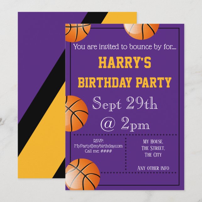 Invitation de la partie de basket-ball (Devant / Derrière)