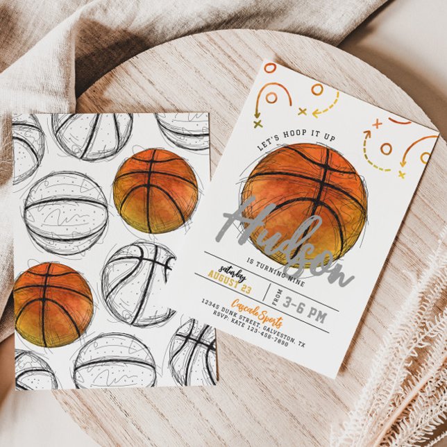 Invitation de la partie de basket-ball d'aquarelle (Créateur téléchargé)