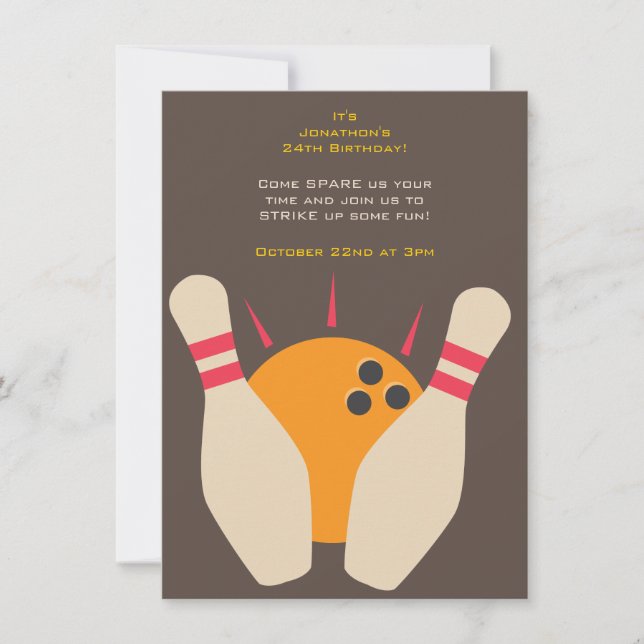Invitation de la partie de bowling (Devant)