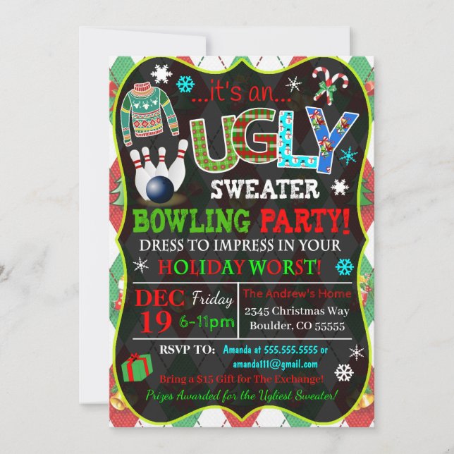 Invitation de la partie de bowling (Devant)