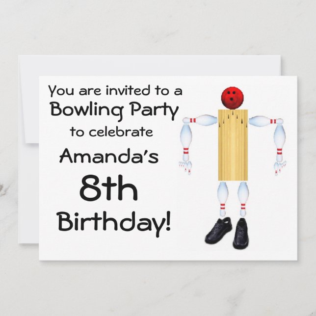 Invitation de la partie de bowling d'anniversaire (Devant)